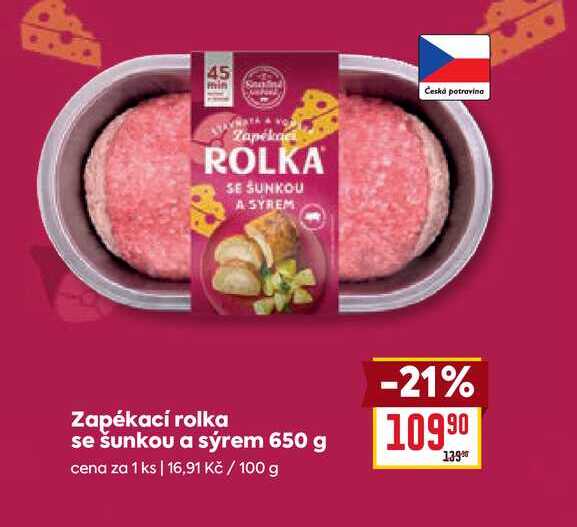 Zapékací rolka se šunkou a sýrem 650 g