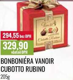 BONBONIÉRA VANOIR CUBOTTO RUBINO 205g 