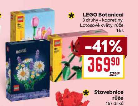 LEGO Botanical 3 druhy - kopretiny, Lotosové květy, růže 1ks