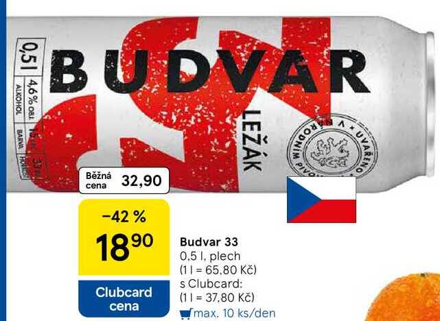 Budvar 33 ležák, 0.5 l