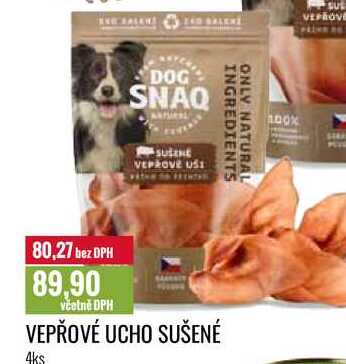 VEPŘOVÉ UCHO SUŠENÉ 4ks 