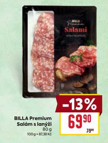 BILLA Premium Salám s lanýži 80 g 
