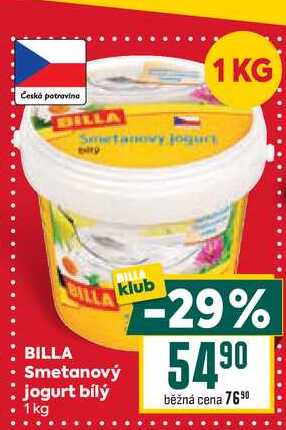 BILLA Smetanový jogurt bílý 1 kg 