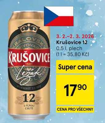 Krušovice 12, 0.5 l, plech