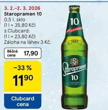 Staropramen 10, 0,5 l, sklo 