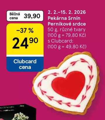 Pekárna Srnín Perníkové srdce, 50 g, různé tvary 