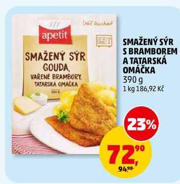 SMAŽENÝ SÝR S BRAMBOREM A TATARSKÁ OMÁČKA, 390 g