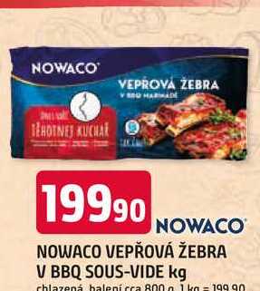 NOWACO VEPŘOVÁ ŽEBRA V BBQ SOUS-VIDE chlazená balení cca 800 g