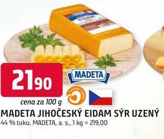 MADETA JIHOČESKÝ EIDAM SÝR UZENÝ 44% tuku, 100 g