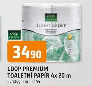 COOP PREMIUM TOALETNÍ PAPÍR 4x 20 m 3vrstvý