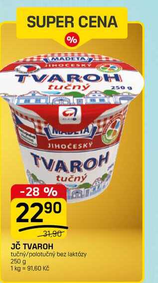 JČ TVAROH tučný/polotučný bez laktózy 250 g