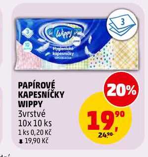PAPÍROVÉ KAPESNÍČKY WIPPY, 10x 10 ks 