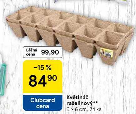 Květináč rašelinový, 6 x 6 cm. 24 ks 