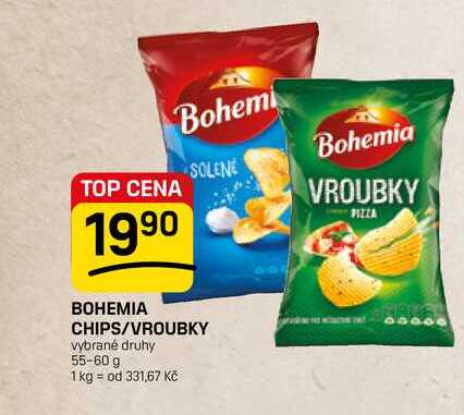 BOHEMIA CHIPS/VROUBKY vybrané druhy 55-60 g 