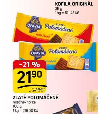 ZLATÉ POLOMÁČENÉ mléčné/hořké 100 g 