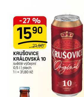 KRUŠOVICE KRÁLOVSKÁ 10 světlé výčepní 0,5l, plech