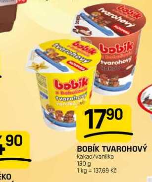 BOBÍK TVAROHOVÝ kakao/vanilka 130 g  