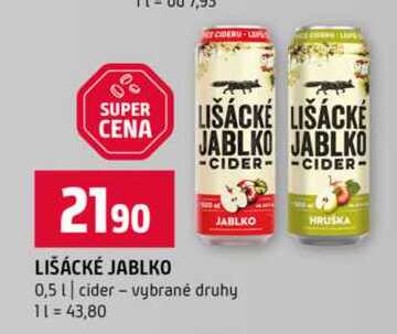 LIŠÁCKÉ JABLKO 0,5l cider vybrané druhy