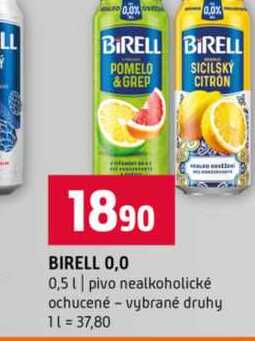 BIRELL 0,0 0,5l pivo nealkoholické ochucené vybrané druhy