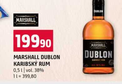 MARSHALL DUBLON KARIBSKÝ RUM 0,5l vol. 38% 