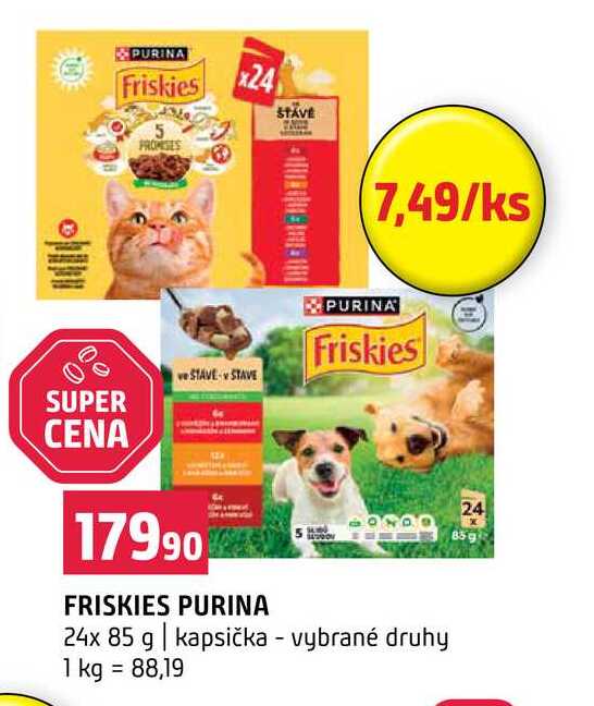 FRISKIES PURINA 24x 85 g kapsička vybrané druhy