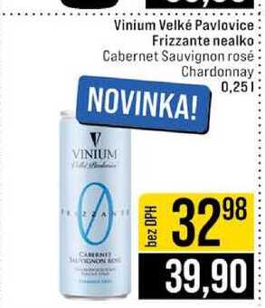 Vinium Velké Pavlovice Frizzante nealko Cabernet Sauvignon rosé Chardonnay0,25l