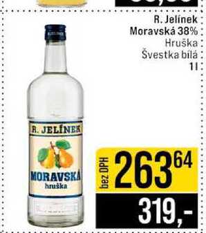 R. Jelínek Moravská 38% Hruška Švestka bílá 1l
