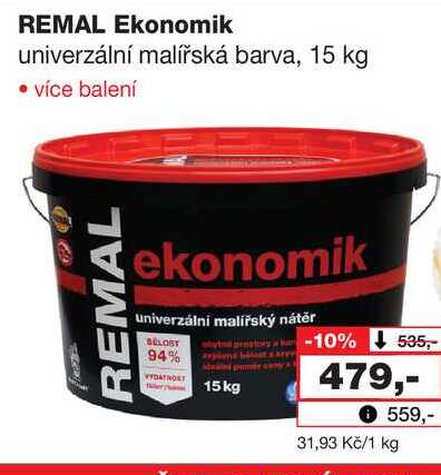 REMAL Ekonomik univerzální malířská barva, 15 kg 