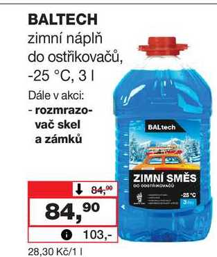 BALTECH zimní náplň do ostřikovačů, -25 °C, 3l