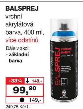 BALSPREJ vrchní akrylátová barva, 400 ml