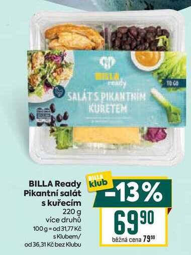 BILLA Ready klub Pikantní salát s kuřecím 220 g 
