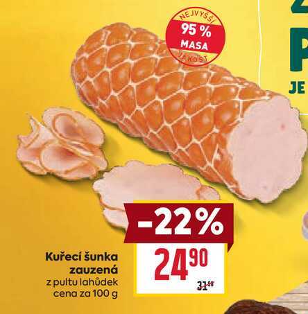Kuřecí šunka zauzená z pultu lahůdek cena za 100 g 