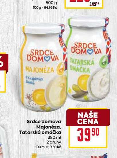 Srdce domova Majonéza, Tatarská omáčka 380 ml 