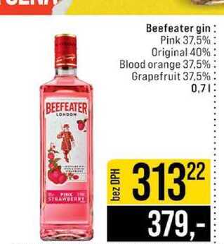 Beefeater gin Pink 37,5% Original 40% Blood orange 37,5% Grapefruit 37,5% 0,7l