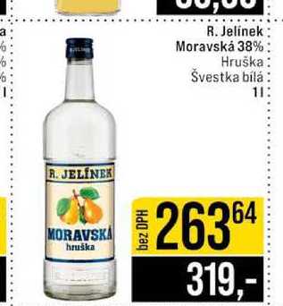 R. Jelínek Moravská 38% Hruška Švestka bílá 1l