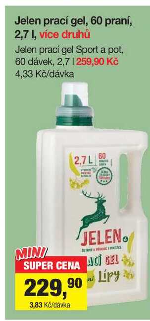 Jelen prací gel, 60 praní, 2,7 l