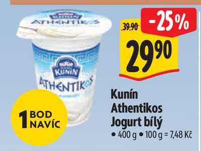   Kunín Athentikos Jogurt bílý 400 g 
