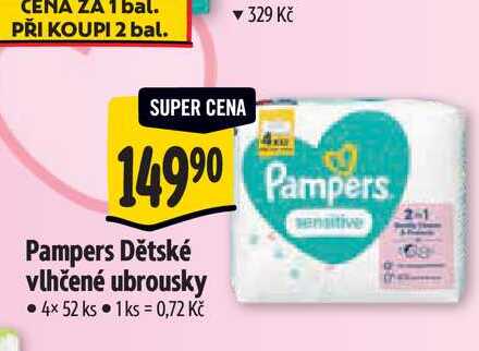 Pampers Dětské vlhčené ubrousky 4x52 ks 
