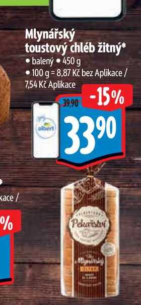   Mlynářský toustový chléb žitný 450 g