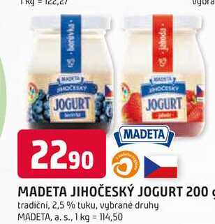 MADETA JIHOČESKÝ JOGURT 200g tradiční, 2,5% tuku