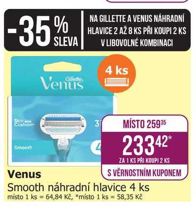 Venus Smooth náhradní hlavice 4 ks