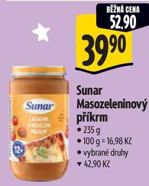 Sunar Masozeleninový příkrm, 235 g 
