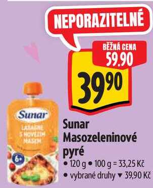 Sunar Masozeleninové pyré, 120 g 