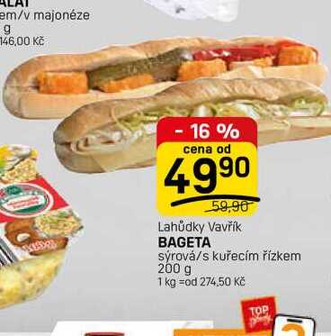 BAGETA sýrová/s kuřecím řízkem 200 g