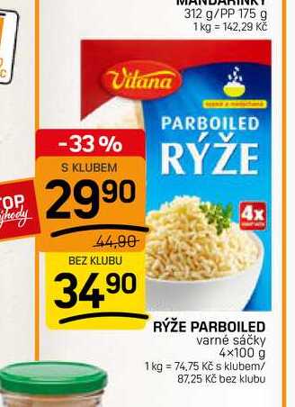 RÝŽE PARBOILED varné sáčky 4x100 g 