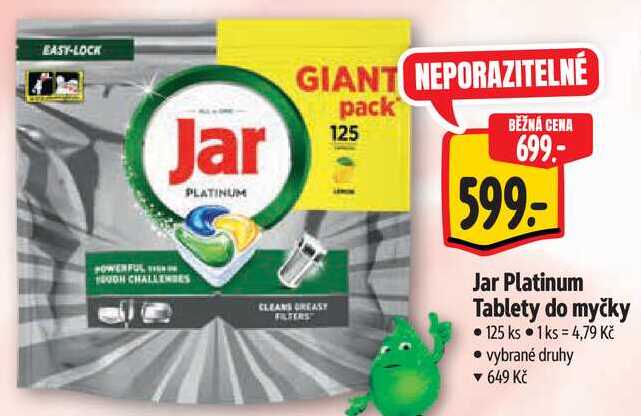 Jar Platinum Tablety do myčky, 125 ks  