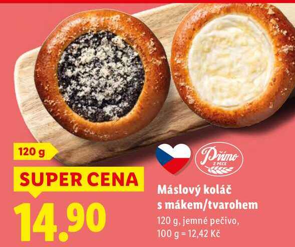 Máslový koláč s mákem/tvarohem, 120 g