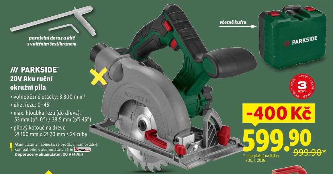 20V Aku ruční okružní pila 
