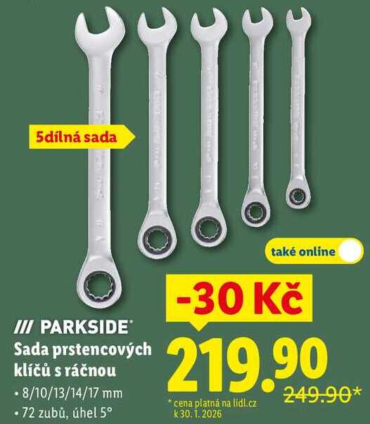 Sada prstencových klíčů s ráčnou