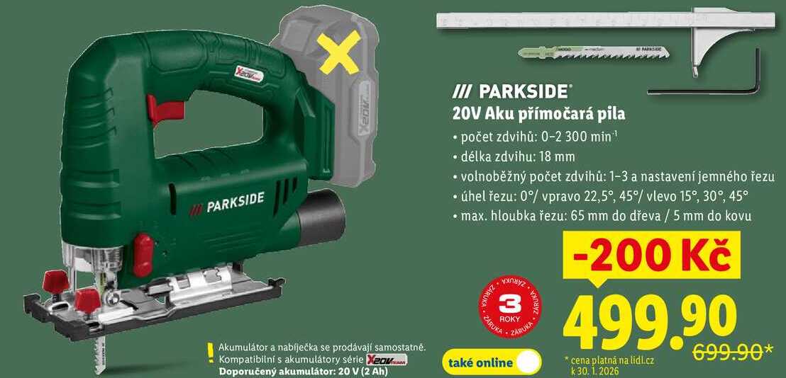20V Aku přímočará pila 